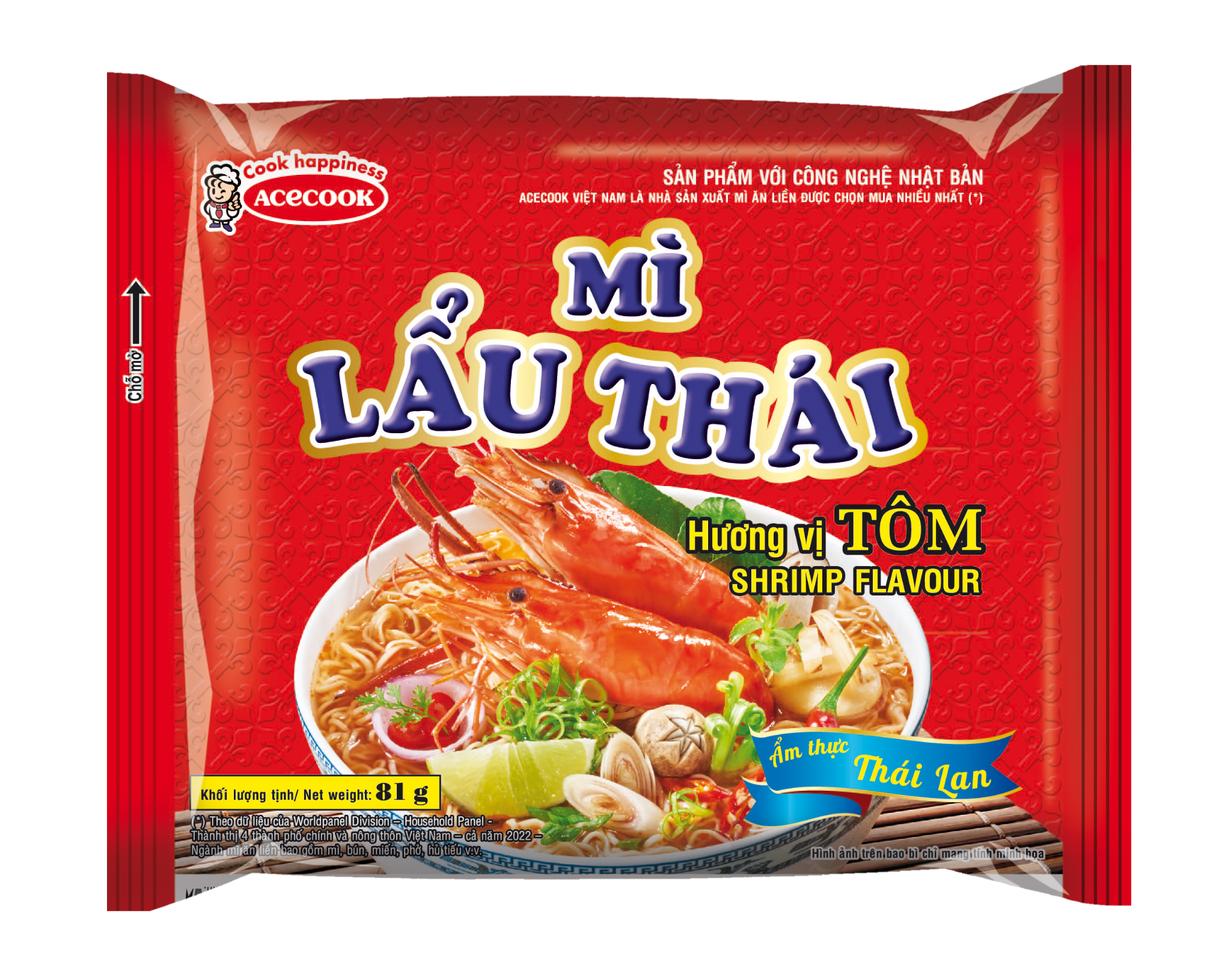Fideos instantáneos Lau Thai con sabor a gambas 81g