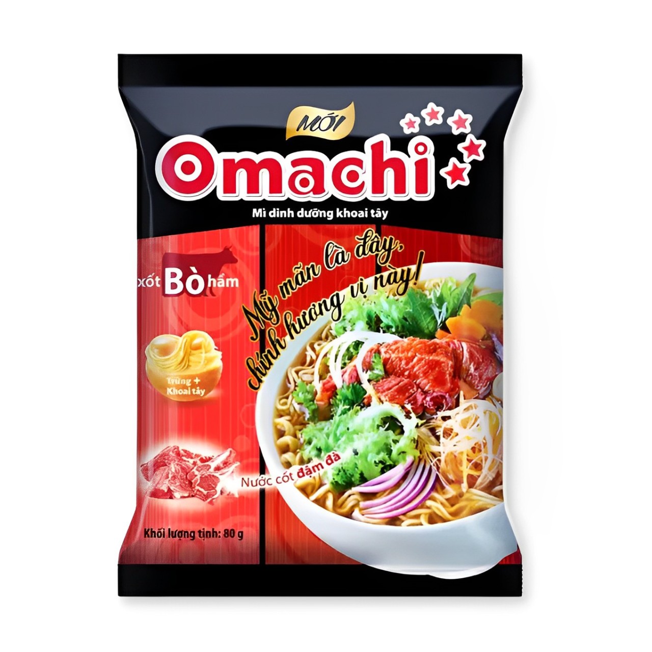 Fideos instantáneos Omachi con sabor a salsa de estofado de ternera 80g